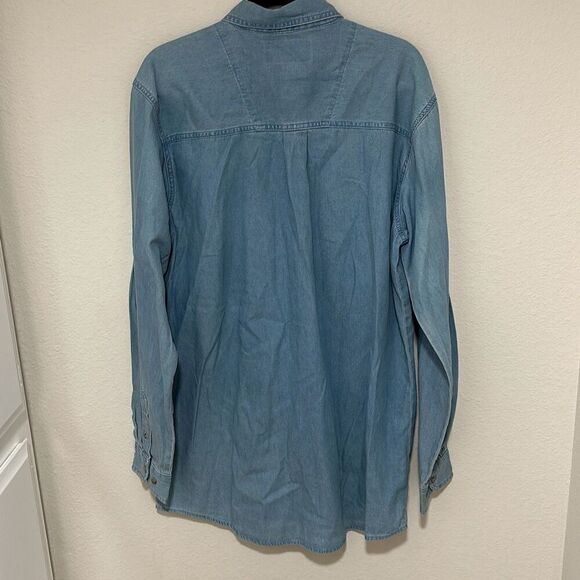 Vintage 90’s Wrangler Mens  Blue Collared Long Sleeves Button Down Shirt Large - Picture 7 of 8